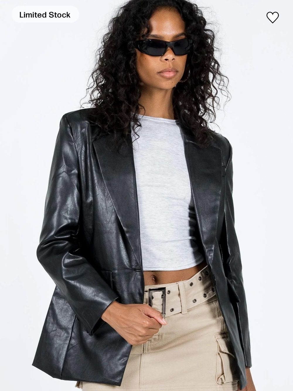 Princess Polly Black Faux Leather Blazer